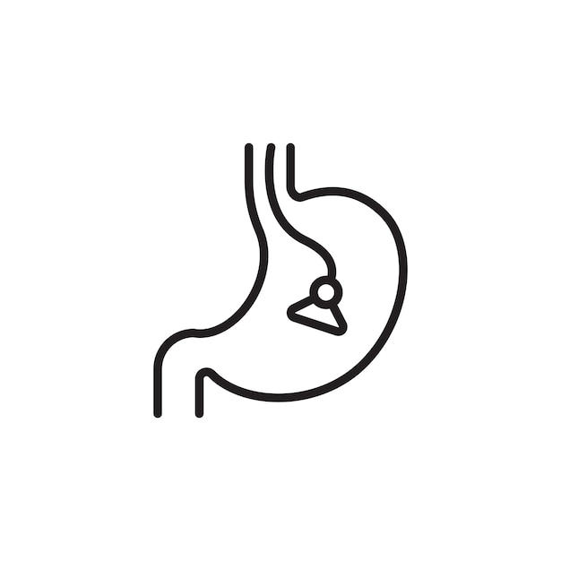 Conjunto de iconos de endoscopia Símbolo vectorial de examen de endoscopio gastrointestinal en un estilo de relleno y contorno en negro Estómago Gastroscopio Signo de examen médico