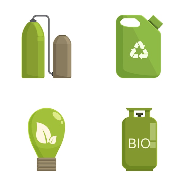 Conjunto de iconos de energía ecológica y reciclaje