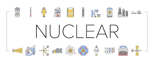 Conjunto de iconos de energía de energía de ingeniero nuclear vector