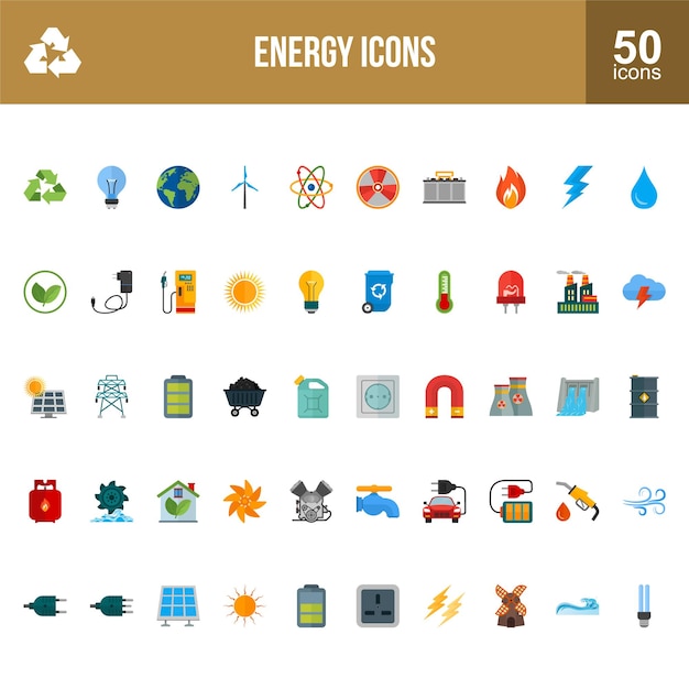 Conjunto de iconos de energía