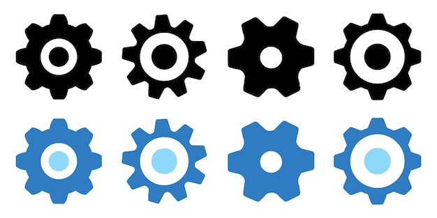 Conjunto de iconos de engranajes Configuración del icono de engrenajes Colección de ruedas dentadas mecánicas Colección sencilla de iconas de rueda dentada Ilustración vectorial con conjunto de signos de ruedas Dentadas