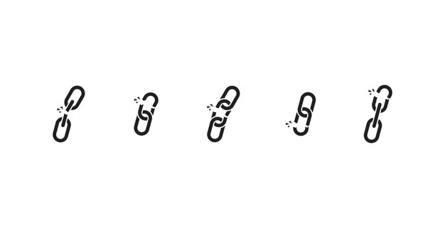 Conjunto de iconos de enlace de cadena roto Señal de desconexión de conexión perdida Vector EPS 10