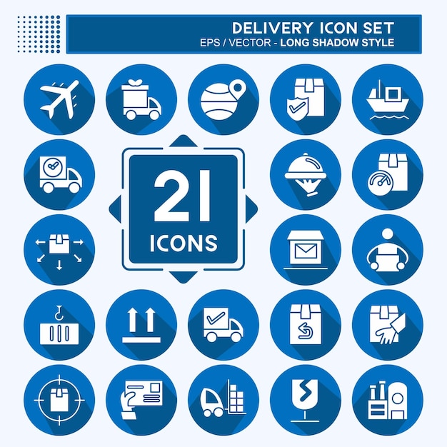 Conjunto de iconos Entrega adecuada para la educación Símbolo estilo de sombra larga Diseño simple editable