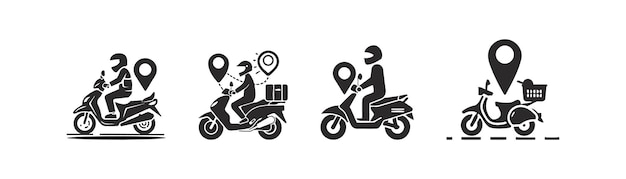 Conjunto de iconos de entrega de scooters Diseño de ilustraciones vectoriales
