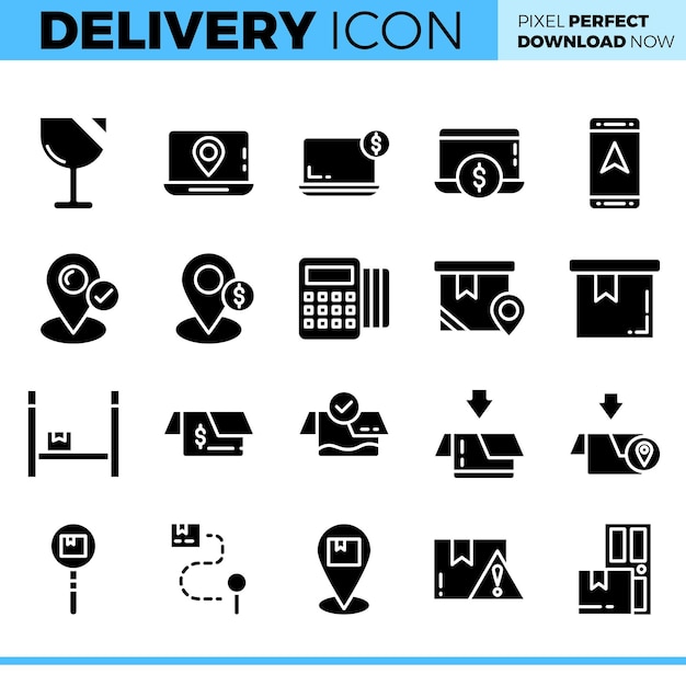 Conjunto de iconos de entrega vectorial