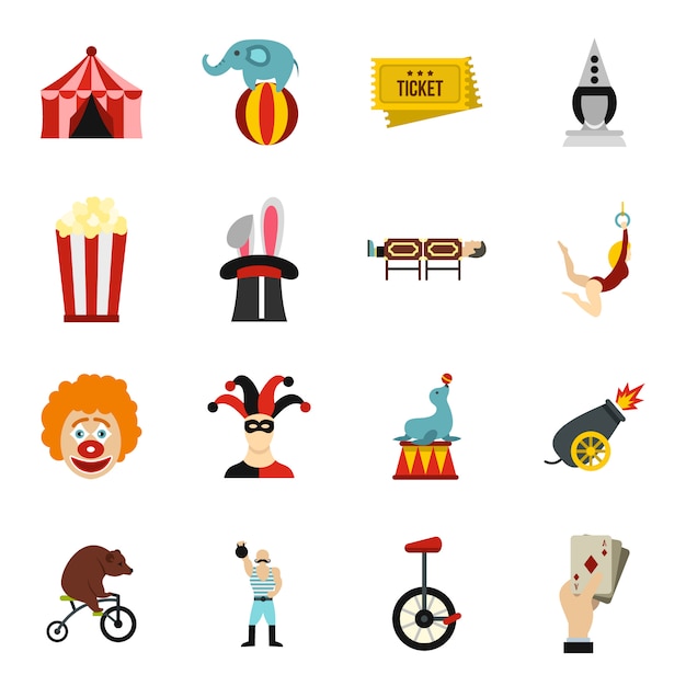 Vector conjunto de iconos de entretenimiento de circo