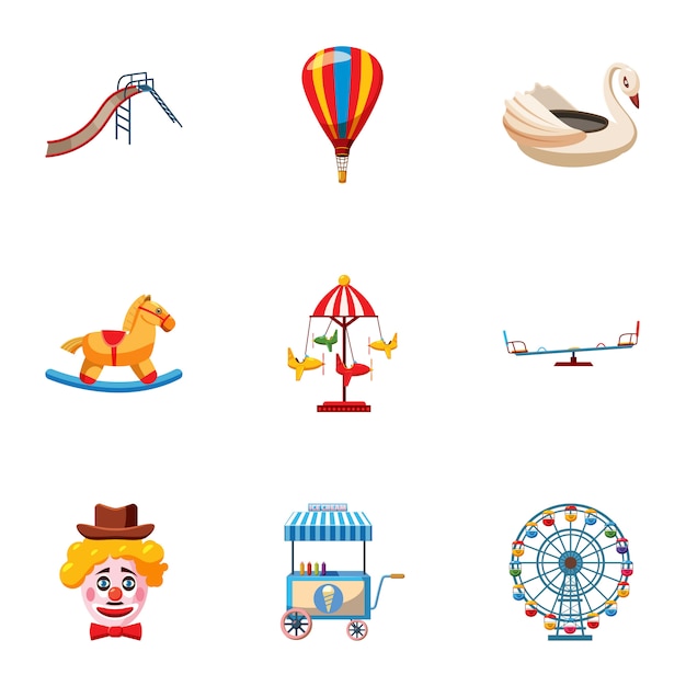 Vector conjunto de iconos de entretenimiento para niños