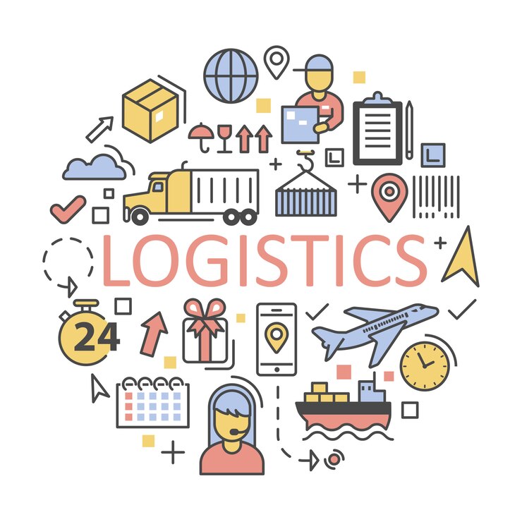 Vector conjunto de iconos de envío y logística servicio de entrega.