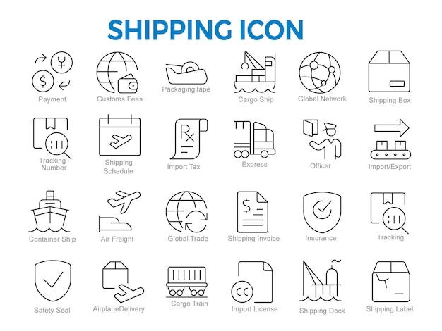 Conjunto de iconos de envío y logística