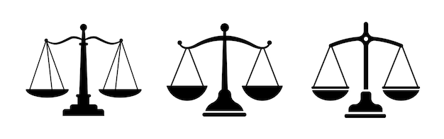 Conjunto de iconos de escalas Escalas de justicia Escalas de peso Escalas icono vectorial Ilustraciones vectoriales