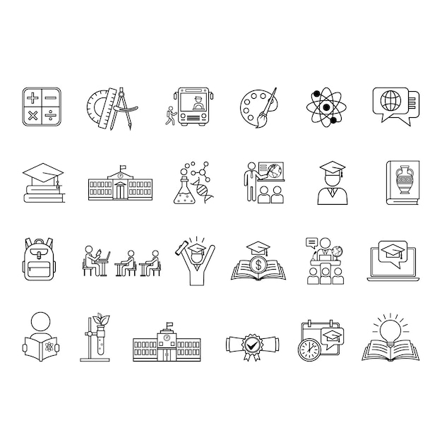 Conjunto de iconos escolares