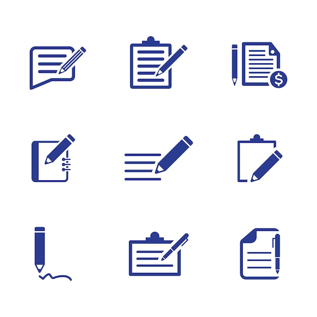 Conjunto de iconos para escribir notas