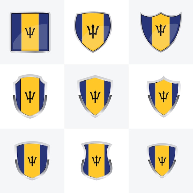 Conjunto de iconos del escudo de la bandera de Barbados