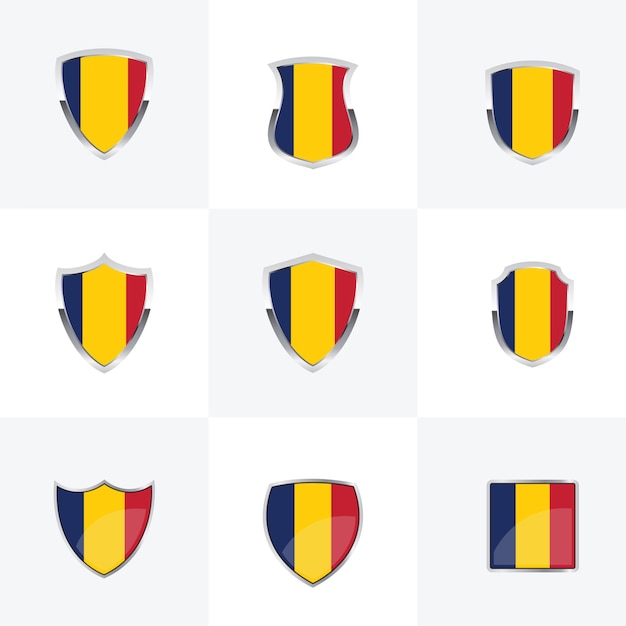 Conjunto de iconos del escudo de la bandera de Chad