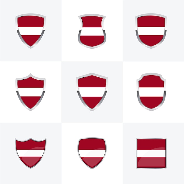 Conjunto de iconos del escudo de la bandera de Letonia