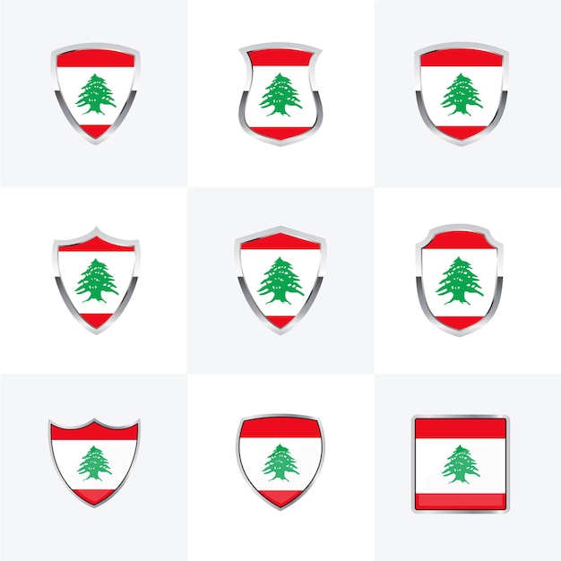 Conjunto de iconos del escudo de la bandera del Líbano