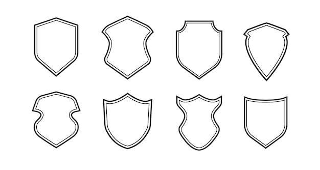 Conjunto de iconos de escudo Icono de protección y seguridad en fondo blanco Concepto de armadura de seguridad y protección
