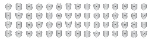 Conjunto de iconos de escudo de seguridad escudos de seguridad logotipos con marca de comprobación y candado y símbolos