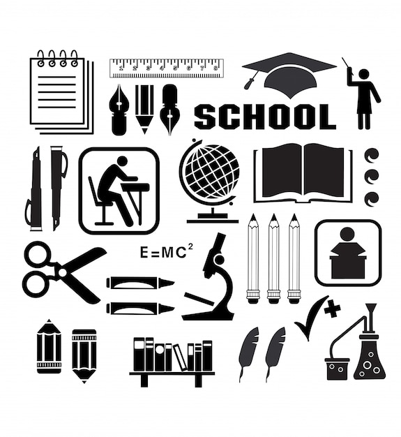 conjunto de iconos de la escuela