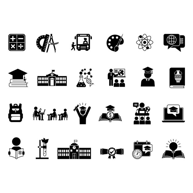 Conjunto de iconos de escuelas negras