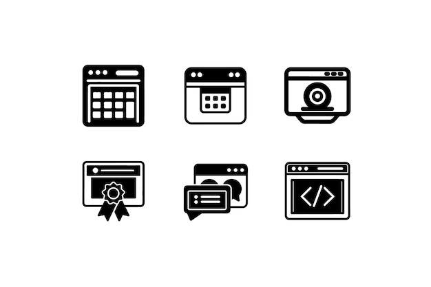 Conjunto de iconos esenciales de aplicaciones web