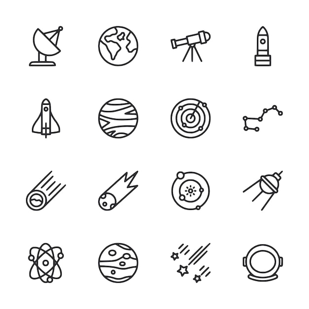 Conjunto de iconos espaciales y astronómicos