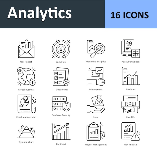 Conjunto de iconos de esquema de análisis EPS 10 archivo Conjunto 04