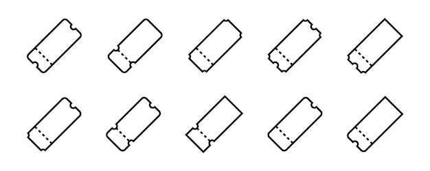 Conjunto de iconos de esquema de entradas colección de iconos vectoriales de cupón plantillas de entradas lineales en blanco entradas vectoriales aisladas ilustración vectorial