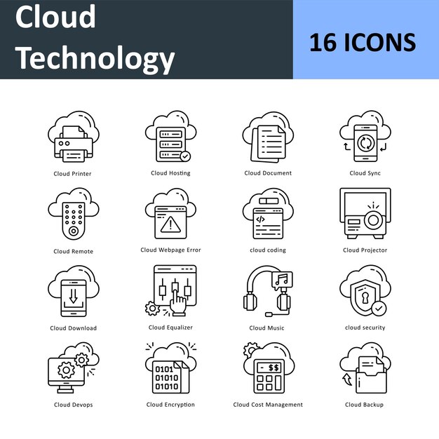Conjunto de iconos de esquema de tecnología en la nube EPS 10 archivo Conjunto 04