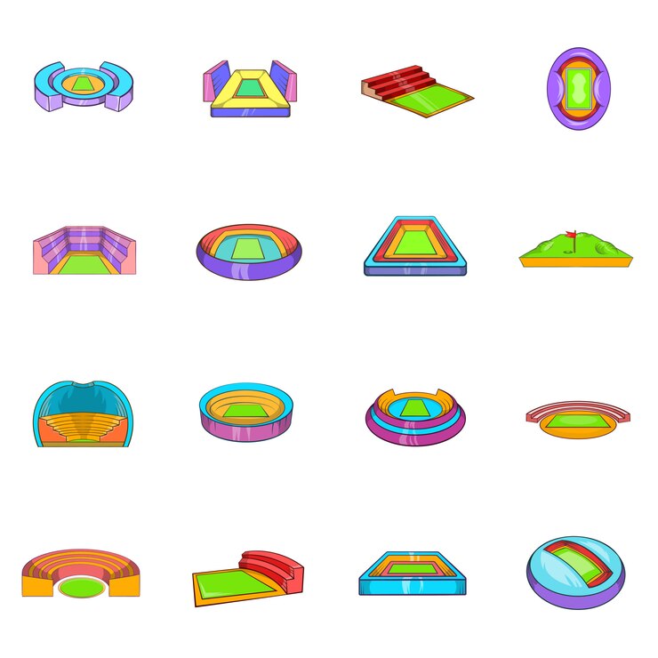 Vector conjunto de iconos de estadio