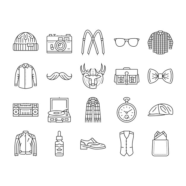 Conjunto de iconos de estilo antiguo vintage retro hipster vector