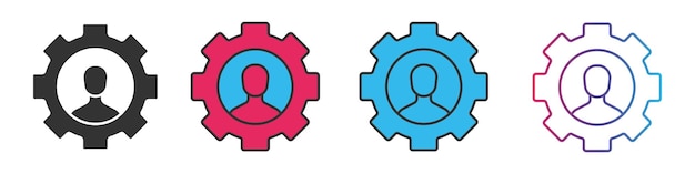 Conjunto de iconos de estilo diferente de gestión de proyectos Contorno y signo de vector relleno