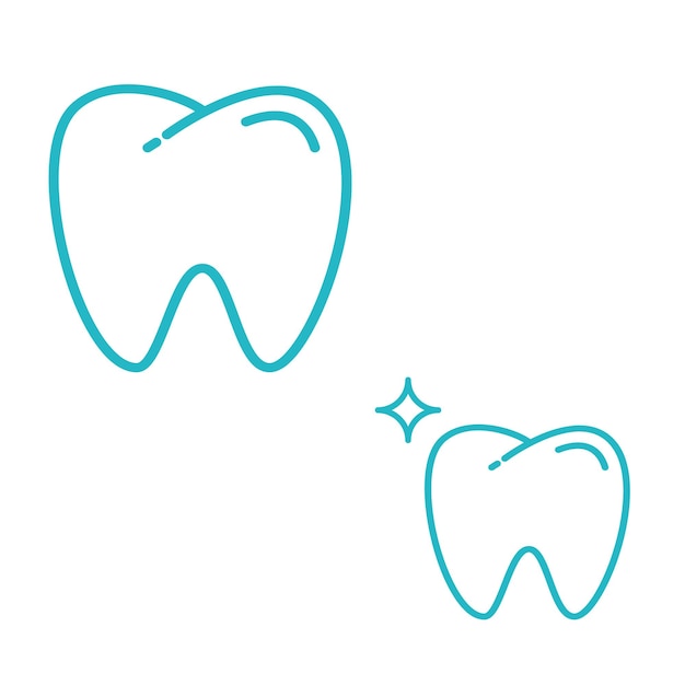 Conjunto de iconos de estilo de línea vectorial de dientes dentales Conjunto de iconos de dientes Ilustración vectorial