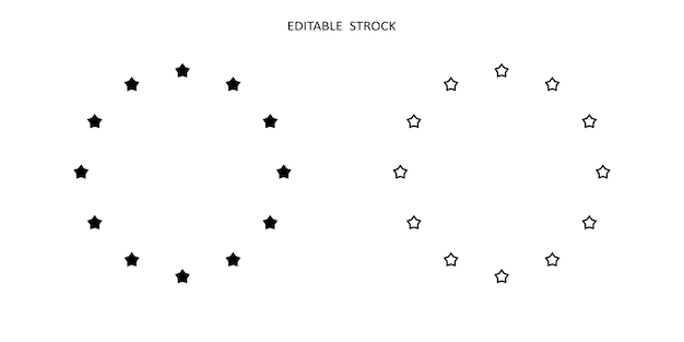 Conjunto de iconos de estrella en círculo