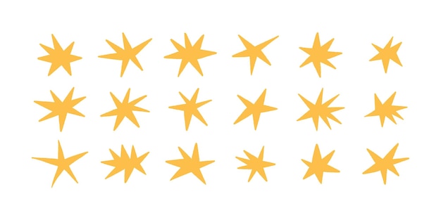 Conjunto de iconos de estrellas abstractas ilustración vectorial dibujada a mano