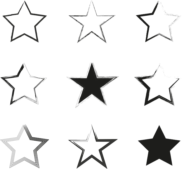 Conjunto de iconos de estrellas abstractas Ilustración vectorial EPS 10 Imagen de archivo
