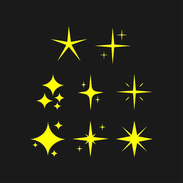 Conjunto de iconos de estrellas brillantes