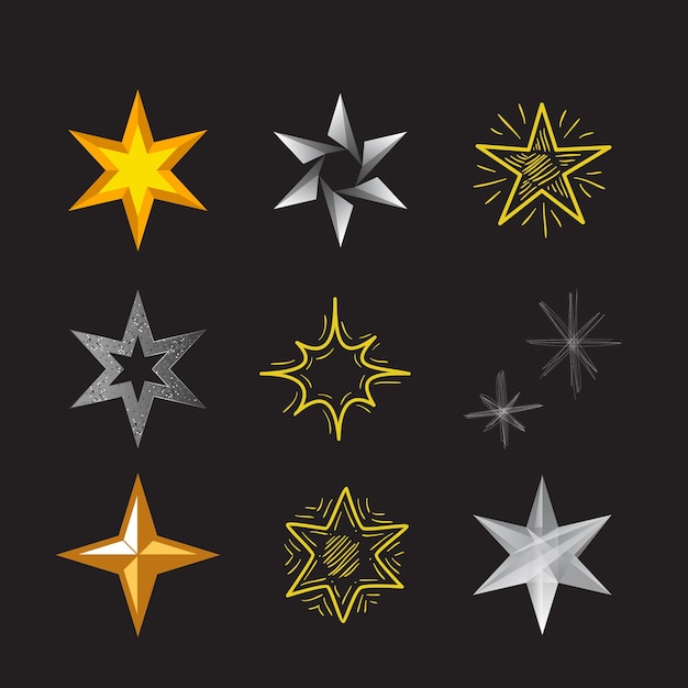 conjunto de iconos de estrellas con diferentes variaciones