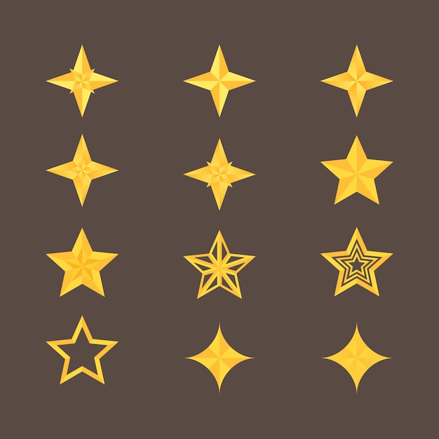 Conjunto de iconos de estrellas doradas