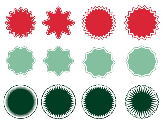 Conjunto de iconos de estrellas vectoriales con contorno coloreado en blanco etiquetas simples de estilo plano vintage