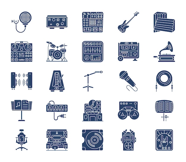 Conjunto de iconos de estudio de música