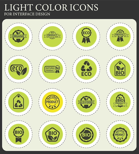 Conjunto de iconos de etiqueta ecológica
