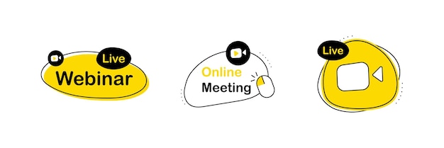 Conjunto de iconos de etiqueta Webunar en vivo