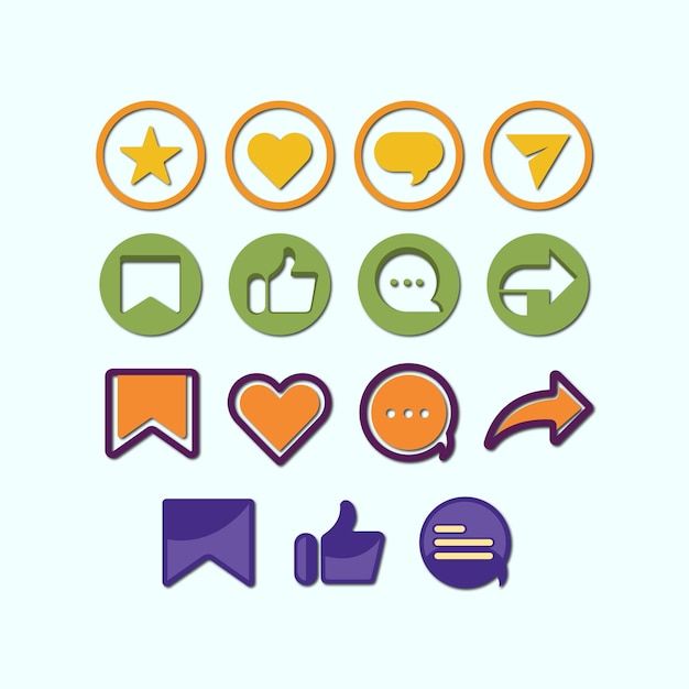 Conjunto de iconos de etiquetas de redes sociales