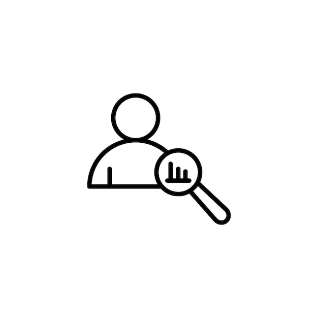 Conjunto de íconos de evaluación personal Hombre Vector de evaluación de evaluación Símbolo de logotipo en negro relleno y estilo delineado Signo de línea de análisis infográfico
