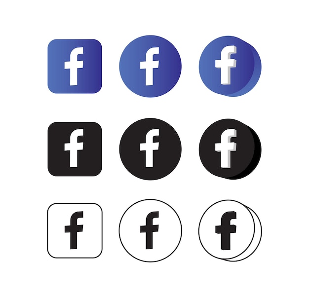 Conjunto de íconos de Facebook vectorial