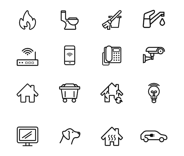 Conjunto de iconos de facturas de servicios públicos
