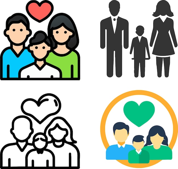 Vector conjunto de iconos familiares