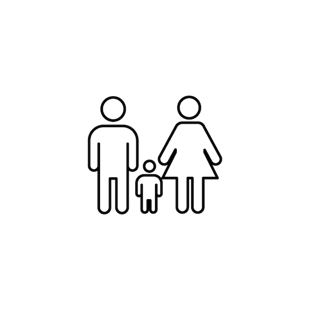 Conjunto de íconos de familiaSímbolo vectorial de padre e hijo feliz en un estilo de relleno y delineado en negroHombre hembra con signo de hija