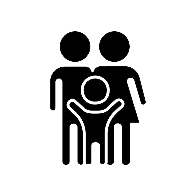 Conjunto de íconos de familiaSímbolo vectorial de padre e hijo feliz en un estilo de relleno y delineado en negroHombre hembra con signo de hija